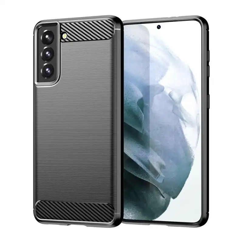 Max Power Digital Funda Fibra De Carbono Para Móvil Samsung Galaxy S21 Antigolpes Silicona Negra