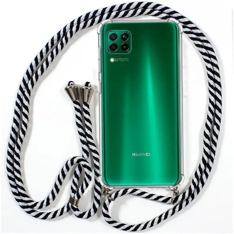 Cool Funda con Cordón Blanco-Negro para Huawei P40 Lite Cordón