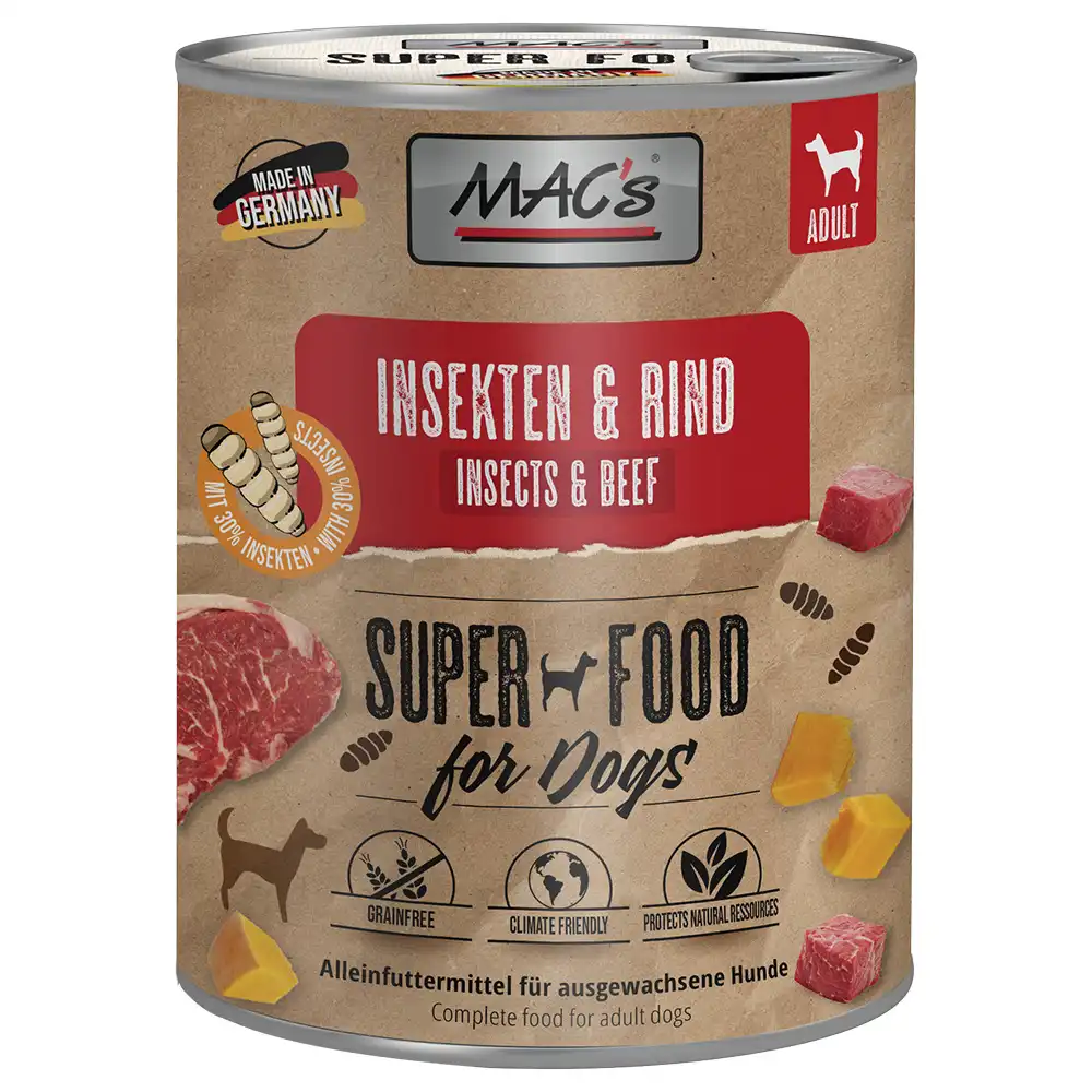 MAC's con insectos comida húmeda para perros 6 x 750 g - Insectos y vacuno