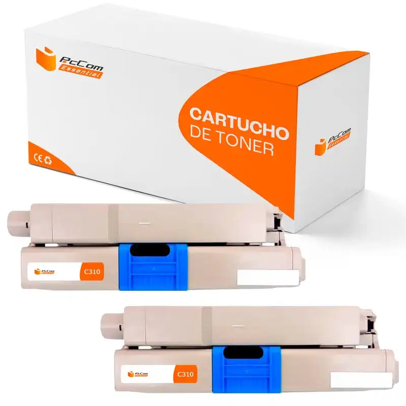 Pccom Essential Tóner Compatible Oki C310/c510/MC351/MC361 Negro Pack 2