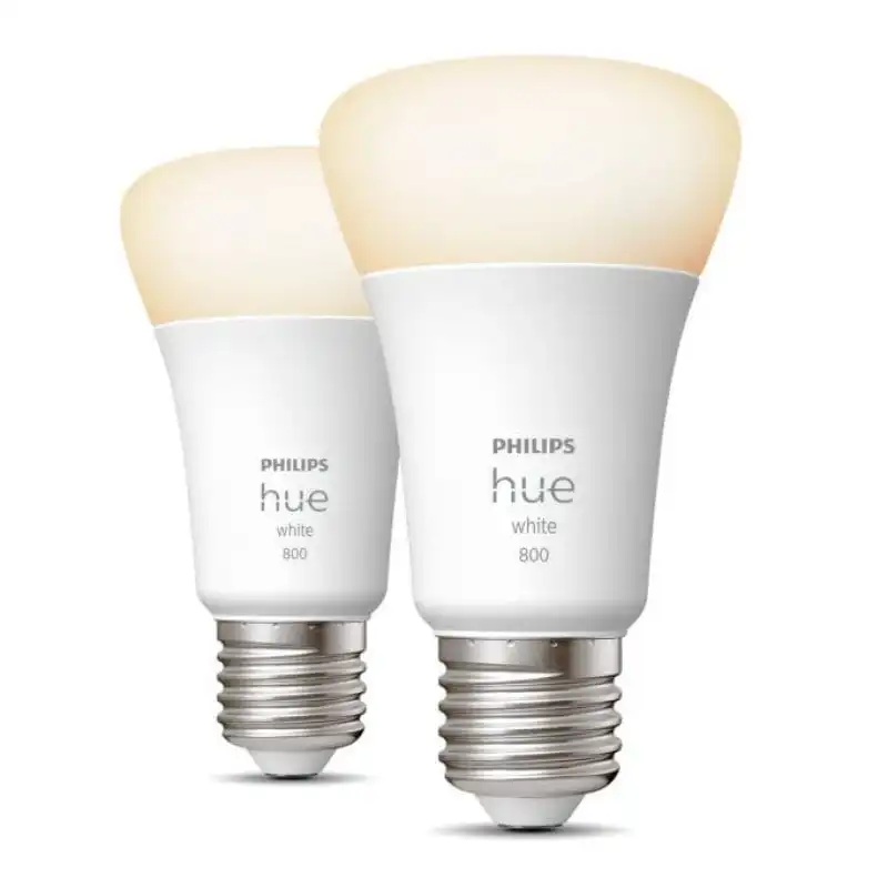 Philips Hue White Pack 2 Bombillas LED Inteligentes E27 9W Luz Blanca Cálida