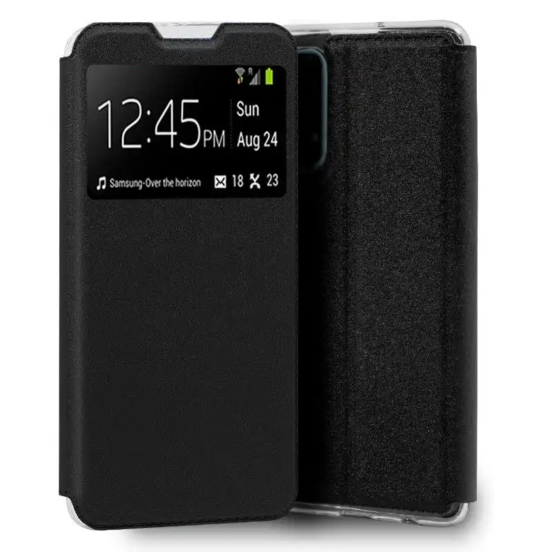 Cool Funda Flip Cover Liso Negra para Realme 7