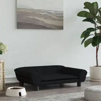 Cama Para Perros De Terciopelo Negra 70x48x22 Cm