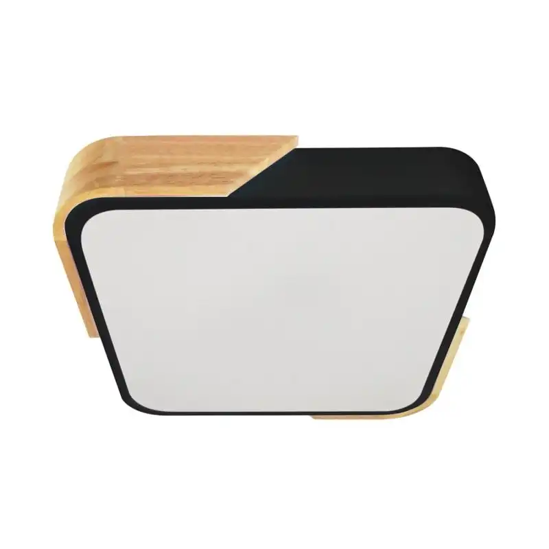 Iluzzia Plafón Led 18w Cuadrado De Madera Semi-dari Cct Seleccionable Iluzzia Blanco