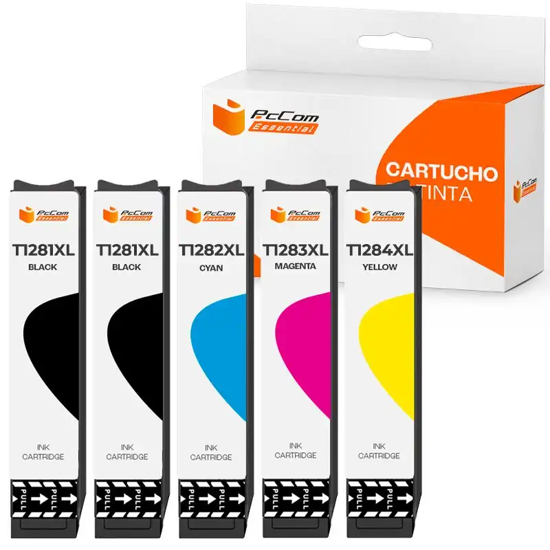 Pccom Essential Cartucho Tinta Compatible con Epson T1281/T1282/T1283/T1284 Negro/Cian/Magenta/Amarillo Pack 5