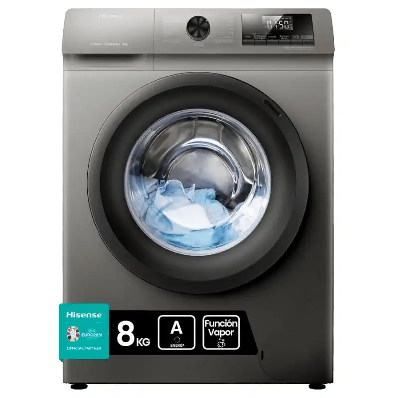 Hisense WFQP8014EVMT Lavadora Carga Frontal 8Kg A Acero Inoxidable