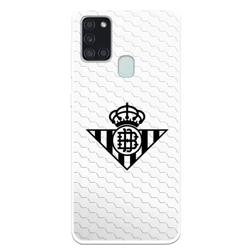 Funda Licencia Oficial Real Betis Balompié Escudo Negro Fondo Red para Samsung Galaxy A21S