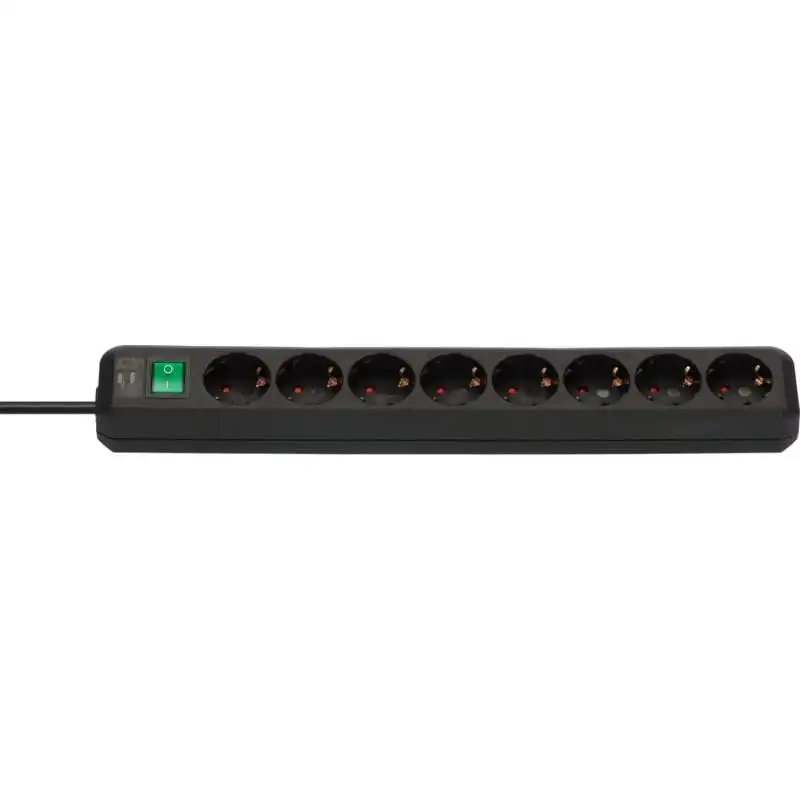 Brennenstuhl Eco-Line Regleta de Enchufes con 8 Tomas con Protección de Contacto Aumentada 3m Negro