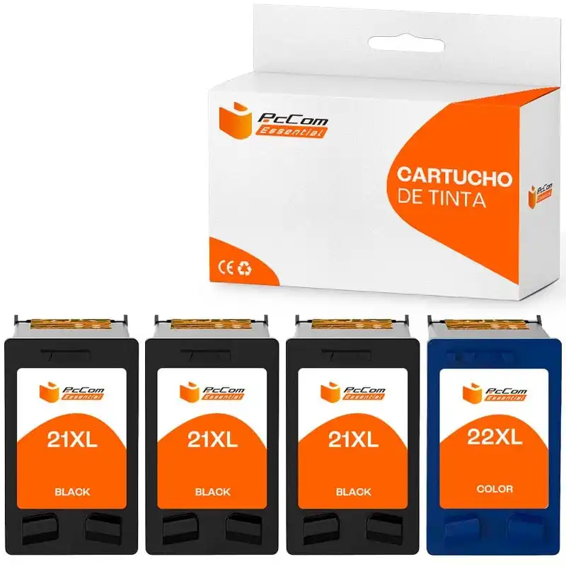 Pccom Essential HP 21XL/22XL Cartucho Tinta Compatible Negro/Tricolor Pack 4