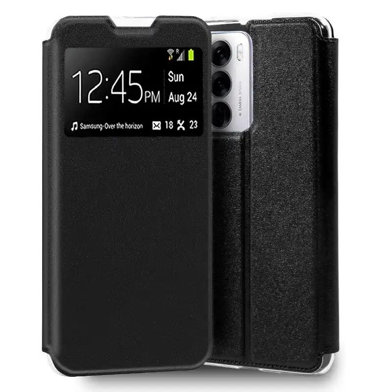 Cool Flip Cover Funda Tipo Libro Liso Negra para OPPO Reno12 5G