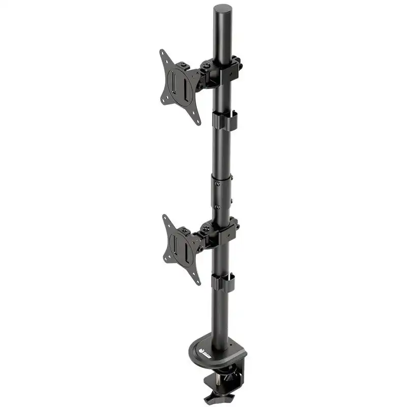 PcCom Essential Soporte 2 Monitores Vertical de 17-32" VESA 75x75/100x100 Máx 9Kg Negro