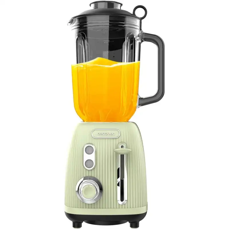 Cecotec Power Black Titanium RetroGreen Batidora de Vaso Retro 4 Cuchillas 1.5L 1200W Verde