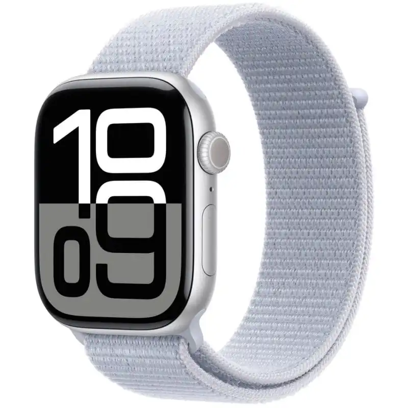 Apple Watch Series 10 GPS 46mm Caja Aluminio Plata con Correa Loop Deportiva Azul Nube