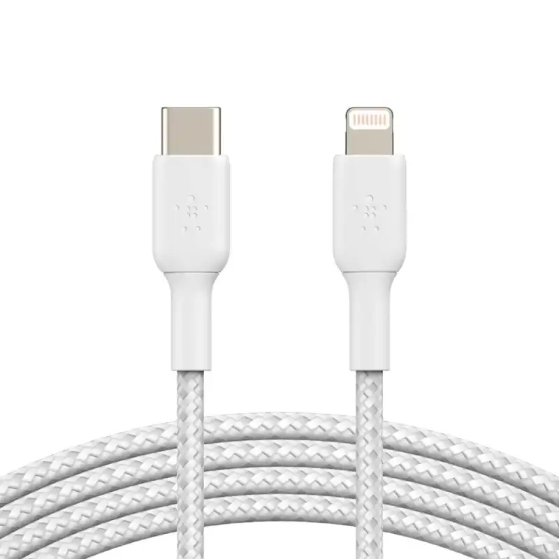 Belkin Boost Charge Cable Trenzado Carga Rápida USB-C a Lightning 2m Blanco