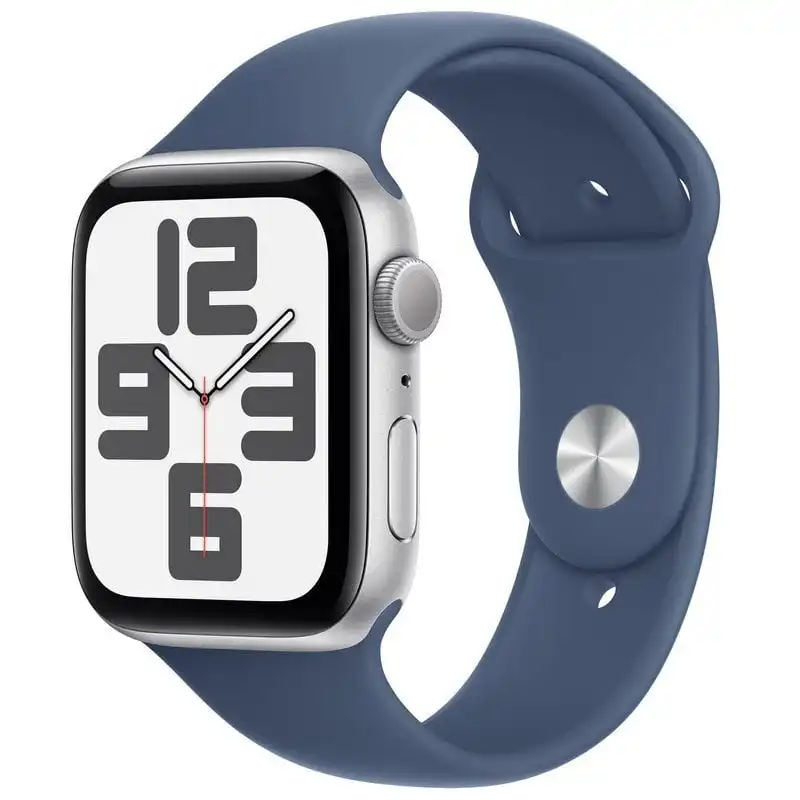 Apple Watch SE GPS 44mm Caja de Aluminio Plata con Correa Deportiva Azul Denim M/L