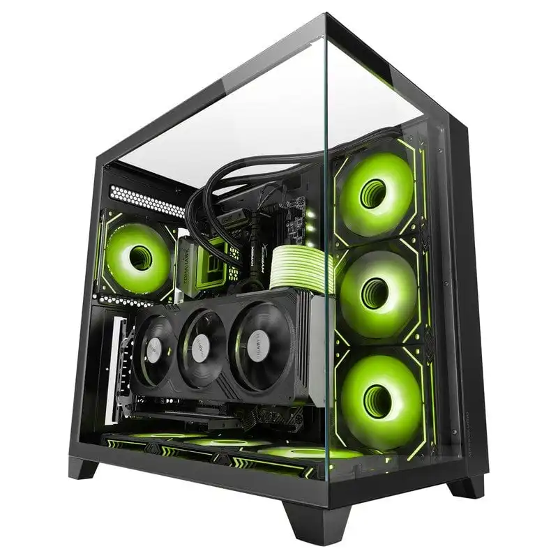 Mars Gaming Mc-3c Caja Atx Vista 3d Triple Cristal Templado Diseño Doble Cámara Lateral Negro