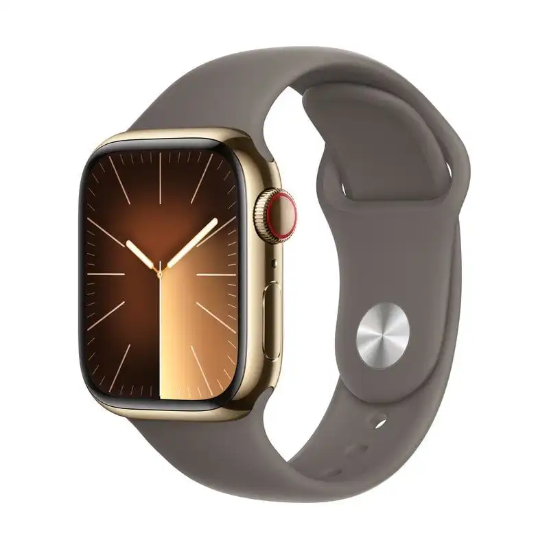 Apple Watch Series 9 GPS + Cellular 45mm Oro Caja de Acero Inoxidable con Correa Deportiva Arcilla S/M