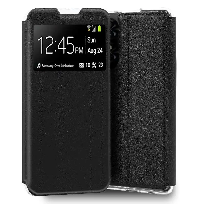 Cool Funda Flip Cover Liso Negro para TCL 50 SE