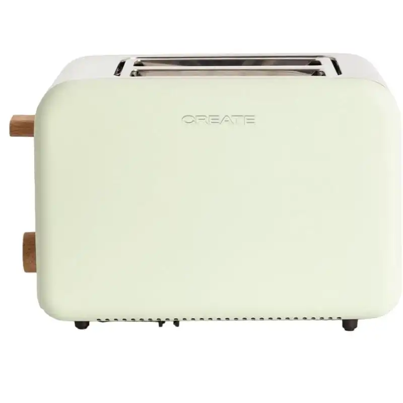 Create Toast Retro Tostadora Diseño Retro 2 Ranuras 850W Verde Pastel