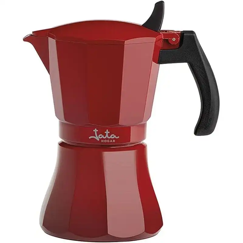 Jata HCAF2012 Cafetera Italiana Inducción 12 Tazas Roja