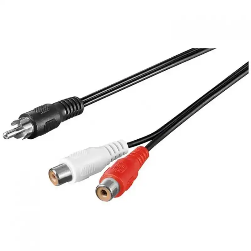 Equip Cable Audio Mini Jack 3.5mm Macho a 2x RCA Hembra 2.5m Negro