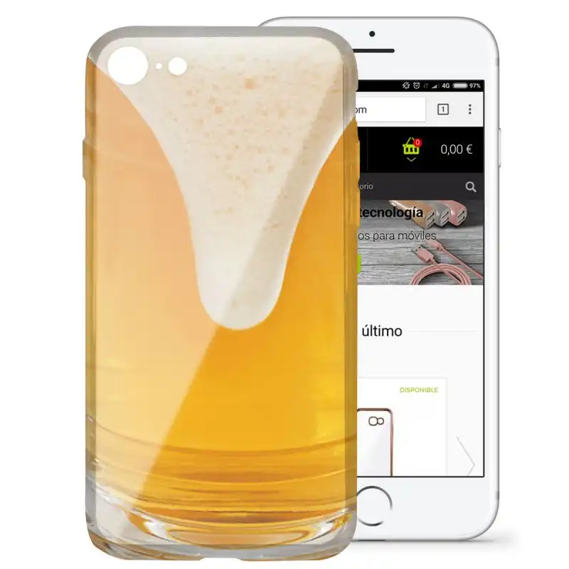 Ksix Flex Funda TPU Cerveza para iPhone 7/8/SE 2020