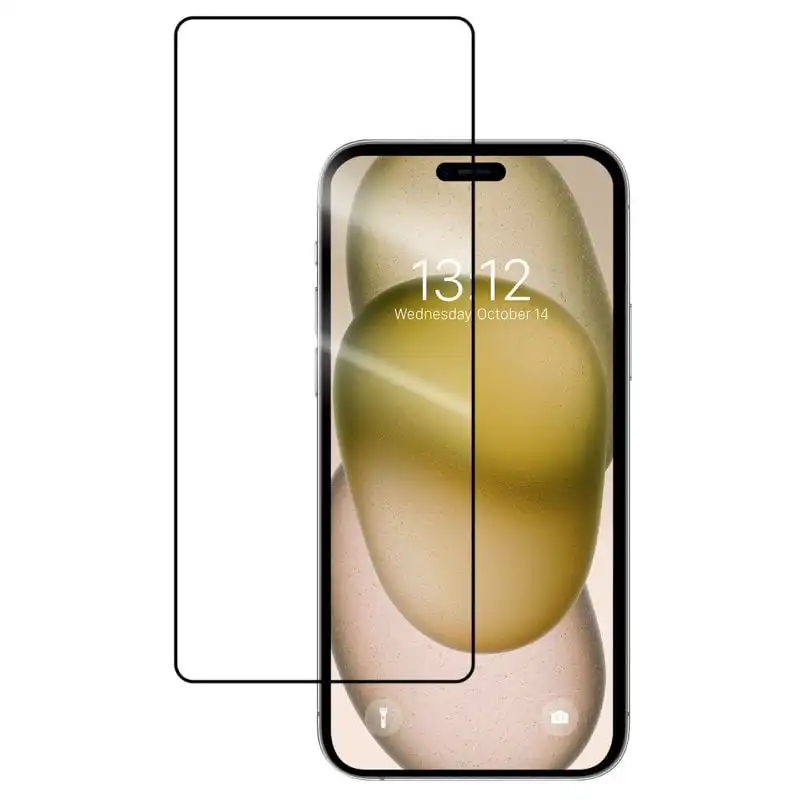 PcCom Essential Protector Cristal Templado 3D para iPhone 15 Pro