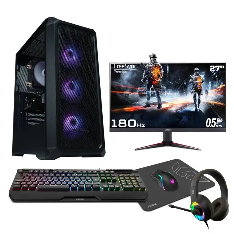Epical-Q Pack Epic84 AMD Ryzen 5 5600/16GB/1TB SSD/RTX 4060 + Monitor 27" FHD 180Hz + Combo Gaming