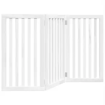 Puerta Para Perros Plegable 3 Paneles Madera Álamo Blanca 150cm Vidaxl