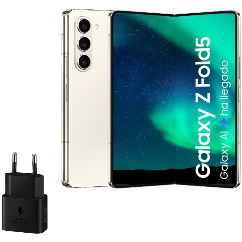 Samsung Galaxy Z Fold5 12/512GB Crema + Cargador de Pared 25W
