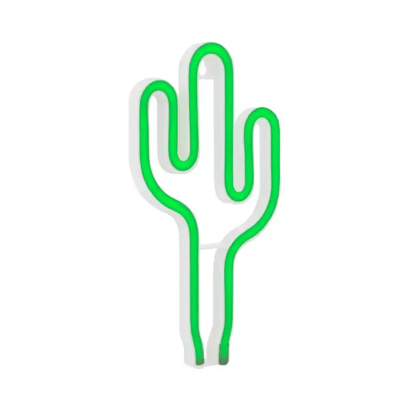 Efectoled Neón Led Cactus Con Batería Verde