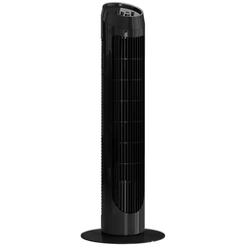 Homcom Ventilador de Torre 45W con 3 Velocidades Oscilación 70° 27x75cm Negro