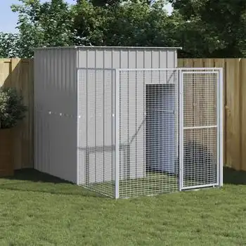 Caseta Perros | Perrera Exterior Corral Acero Galvanizado Gris Claro 165x251x181cm Cfw750398