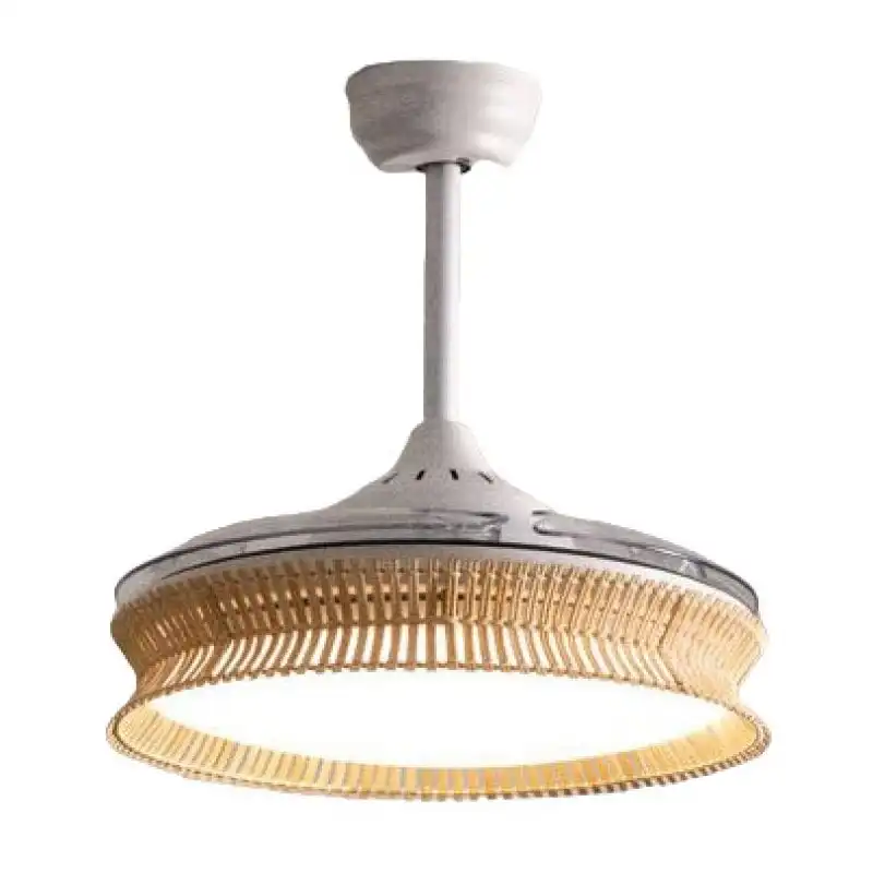 Create Wind Clear Rattan Ventilador de Techo LED con Aspas Retráctiles WiFi 40W Blanco/Nudo