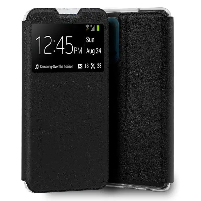 Cool Funda Flip Cover Liso Negra para Oppo Reno 4